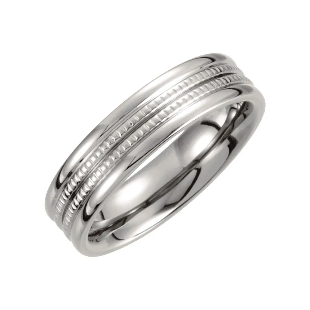 Titanium 6mm Grooved Band Size 10
