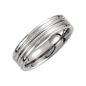 Titanium 6mm Grooved Band Size 10