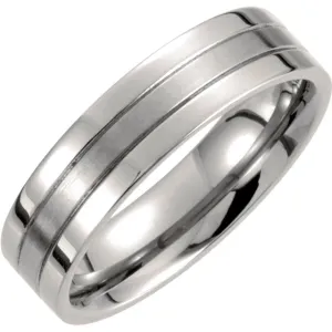 Titanium 6mm Grooved Band Size 12
