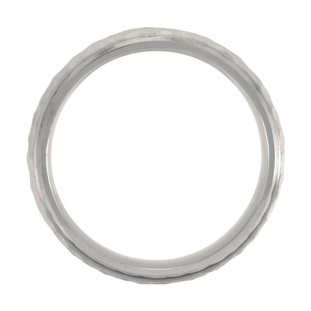 Titanium & Gold Immerse Plated 7mm Hammered Finish Beveled Edge Band Size 9.5