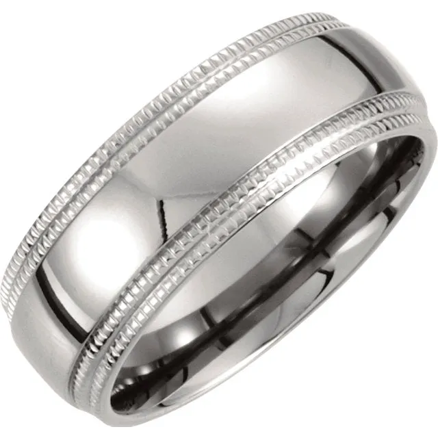 Titanium Double Milgrain Band, Size 9