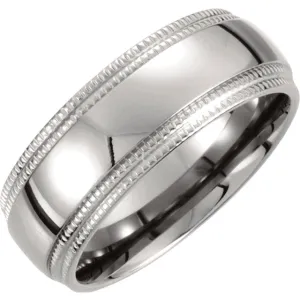 Titanium Double Milgrain Band, Size 9