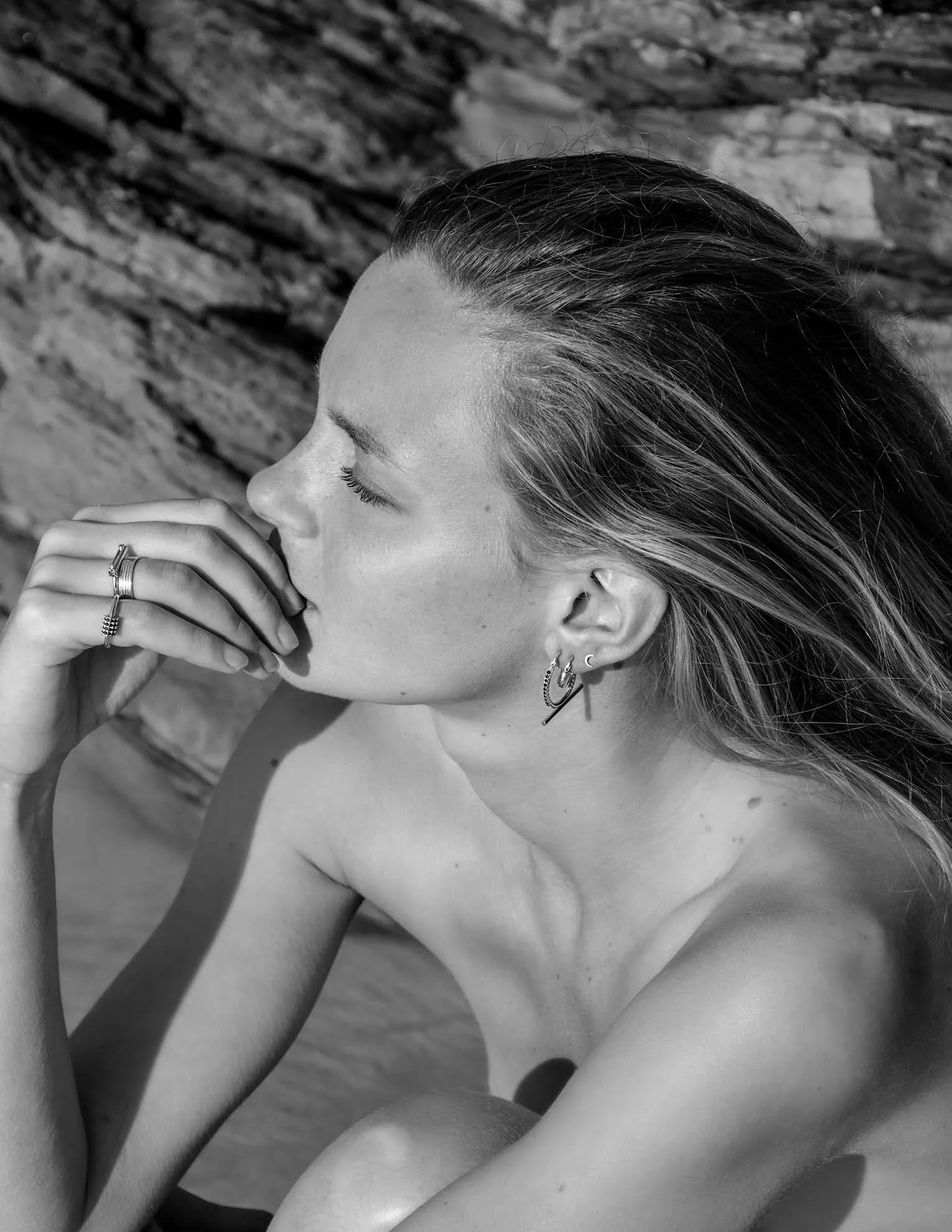 Trapeze Black Onyx Earrings <br> Silver
