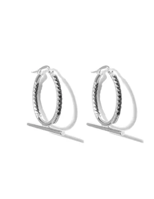 Trapeze Black Onyx Earrings <br> Silver