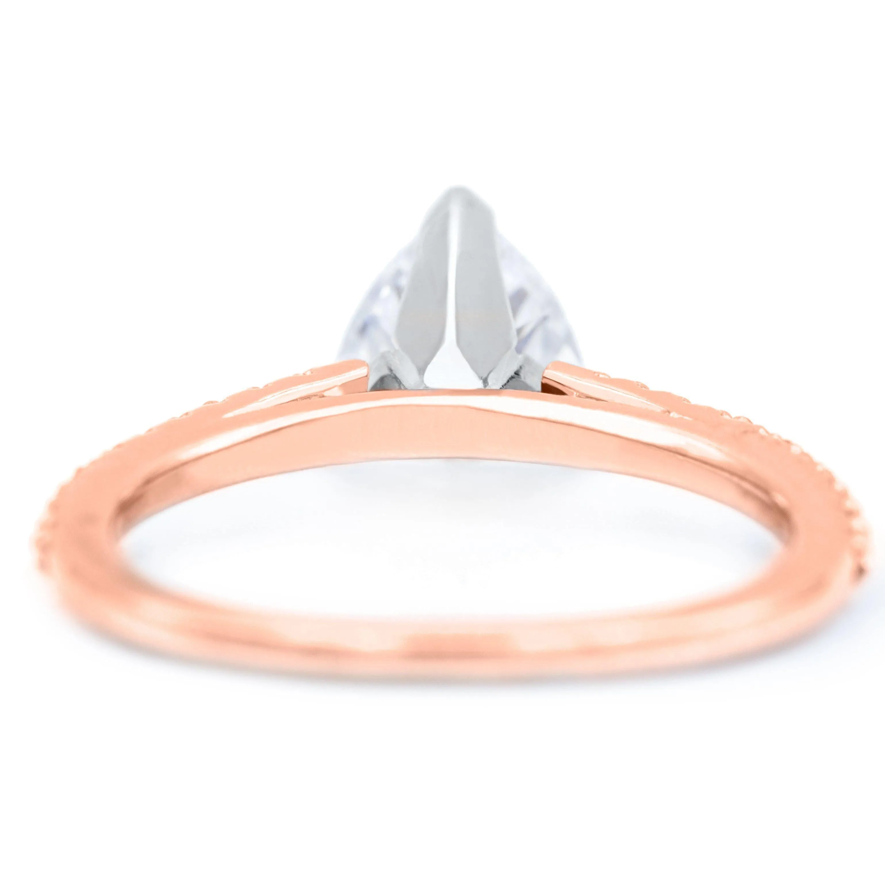 Trillion Moissanite 3 Prongs Diamond Accent Ice Cathedral Solitaire Ring