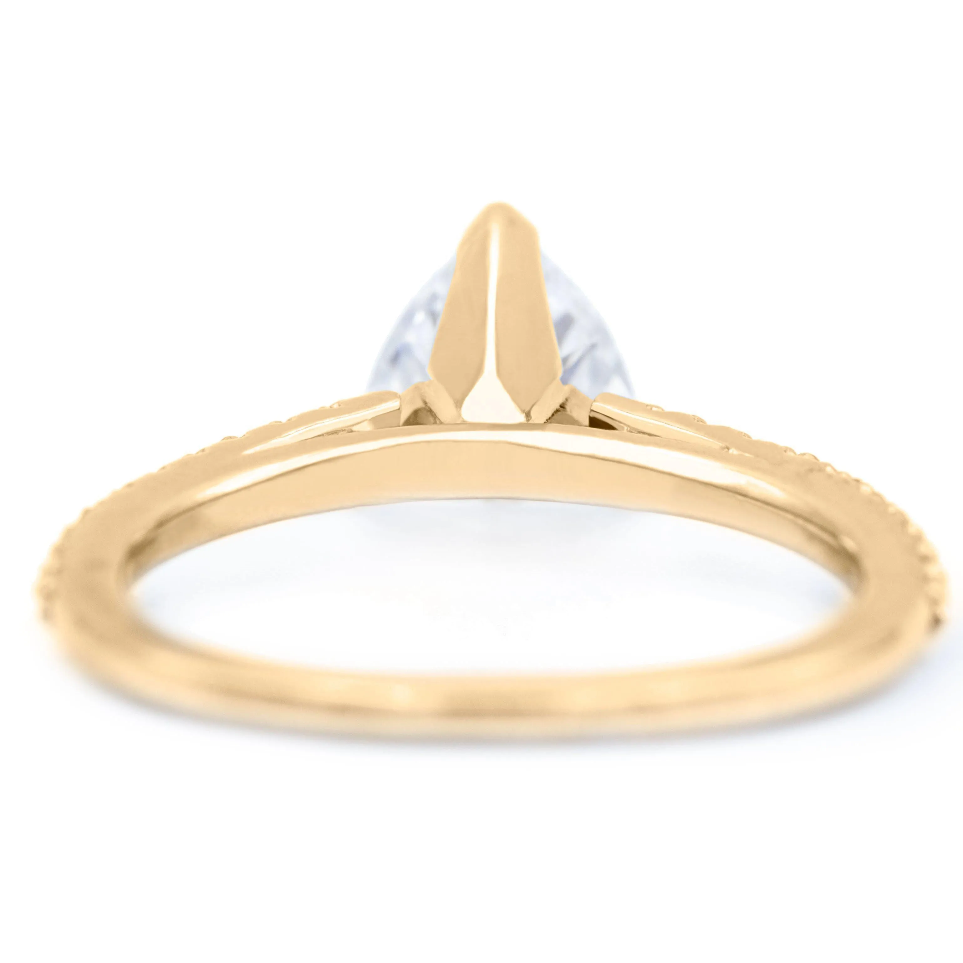 Trillion Moissanite 3 Prongs Diamond Accent Ice Cathedral Solitaire Ring
