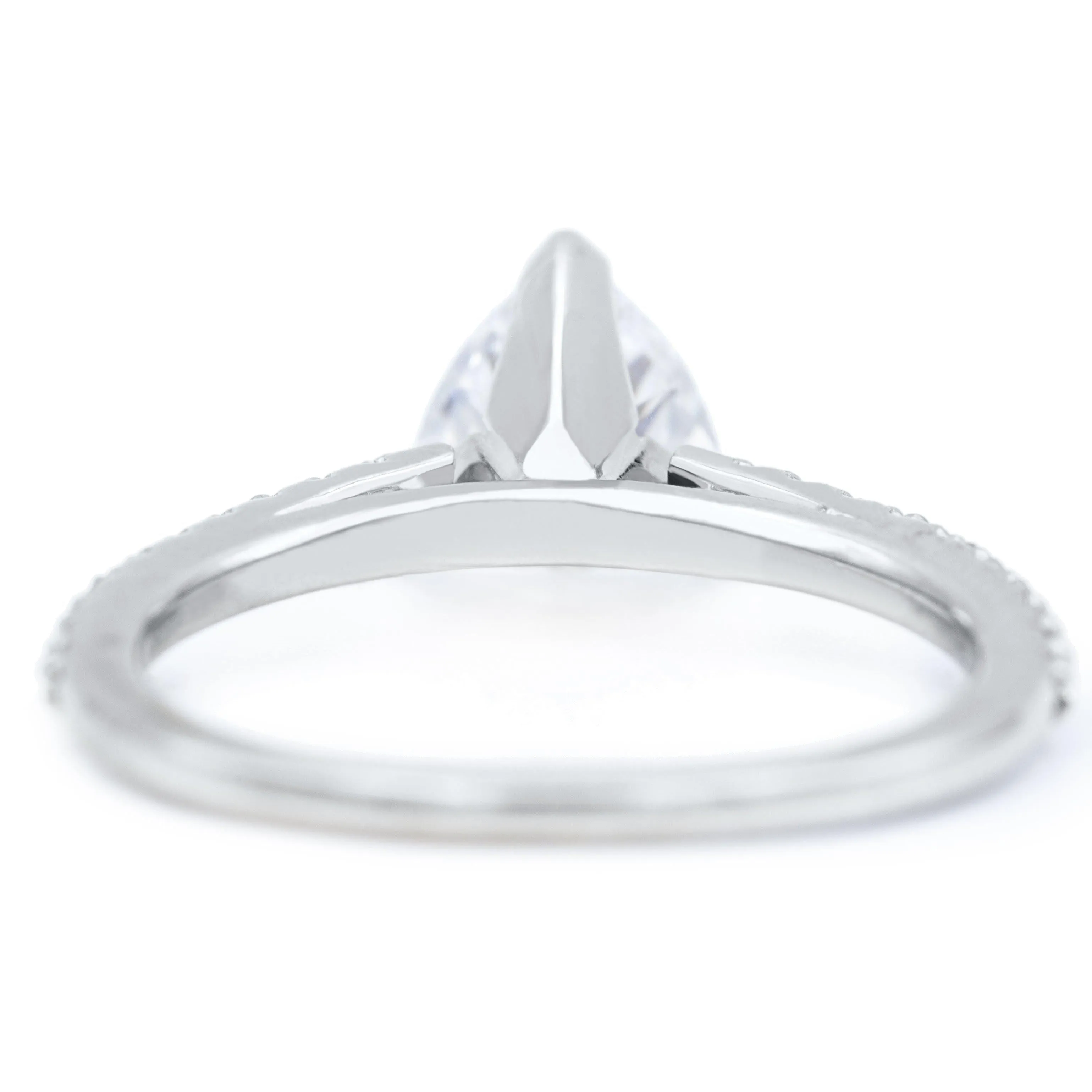 Trillion Moissanite 3 Prongs Diamond Accent Ice Cathedral Solitaire Ring