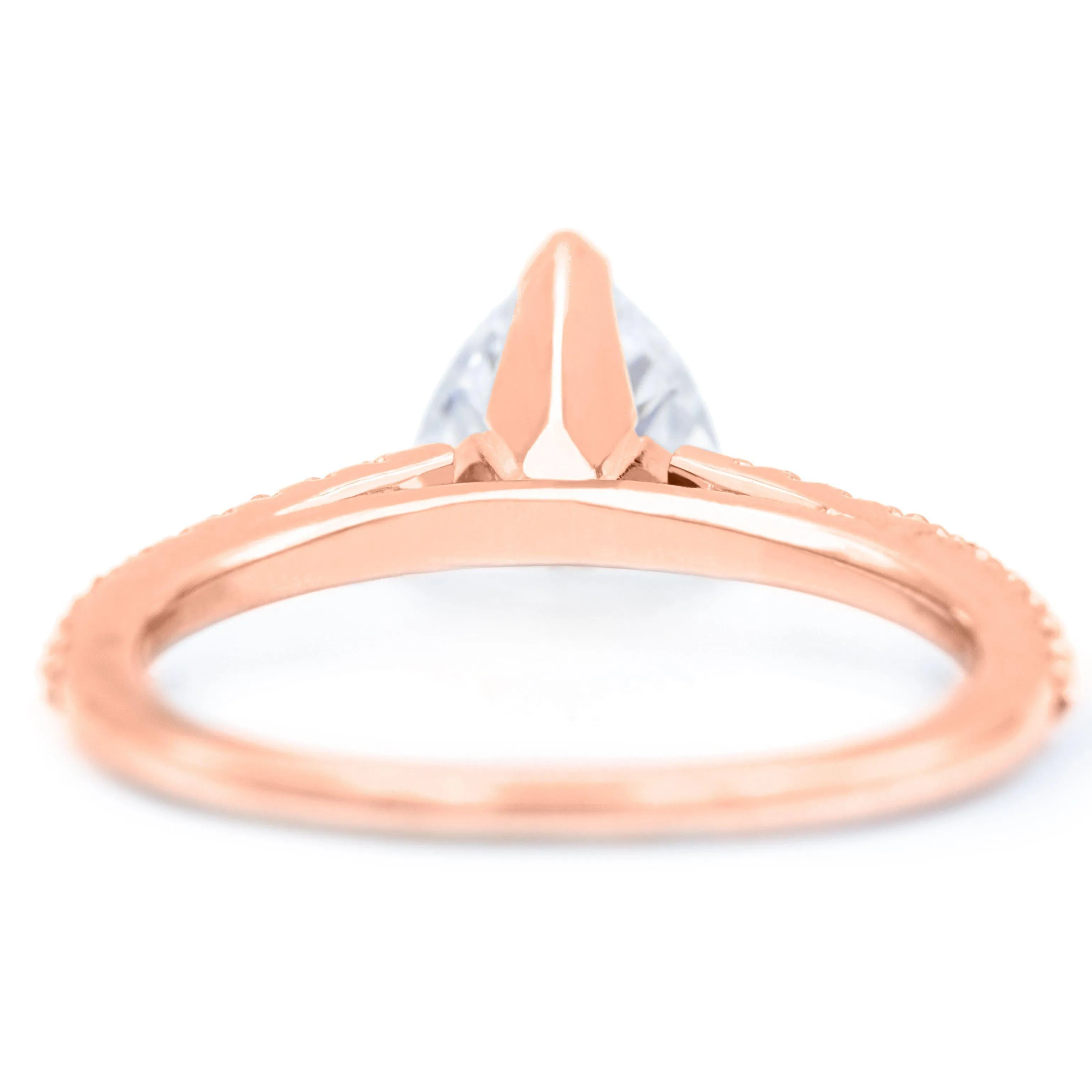 Trillion Moissanite 3 Prongs Diamond Accent Ice Cathedral Solitaire Ring