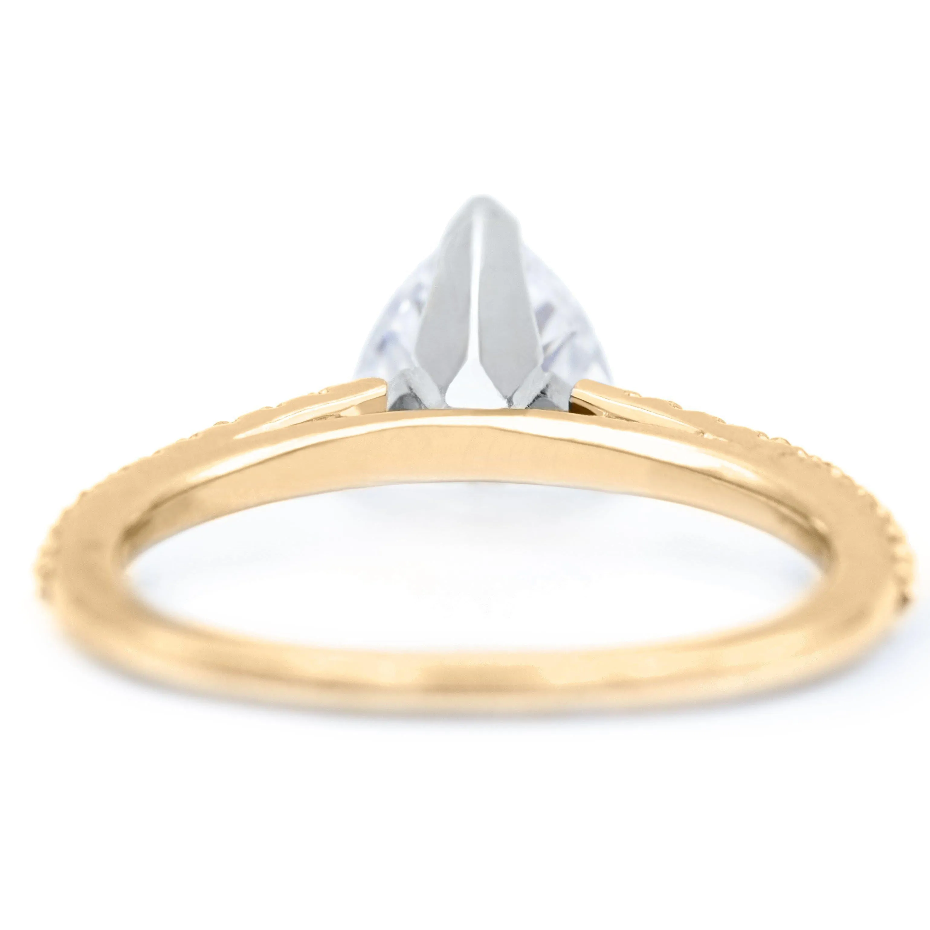 Trillion Moissanite 3 Prongs Diamond Accent Ice Cathedral Solitaire Ring
