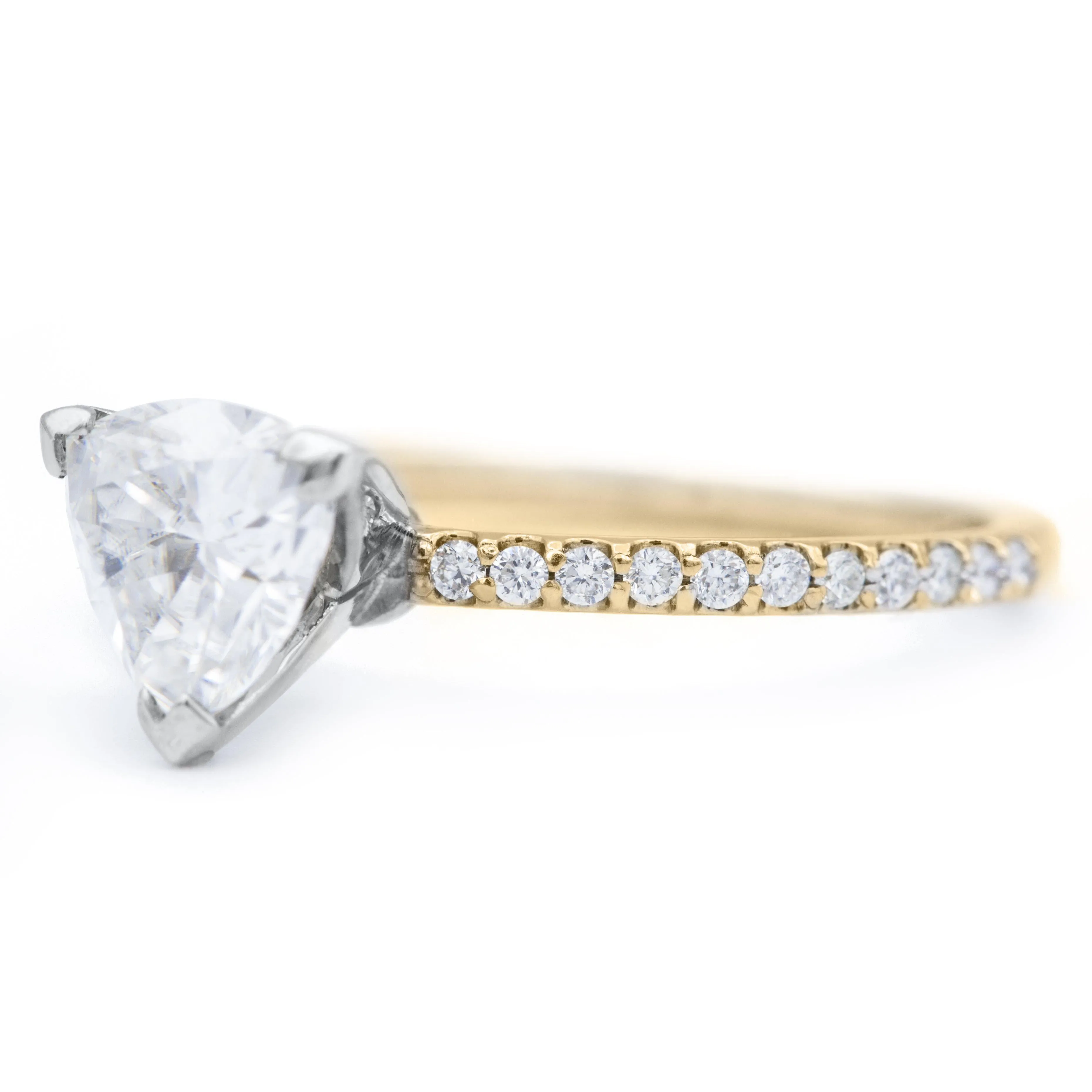 Trillion Moissanite 3 Prongs Diamond Accent Ice Solitaire Ring