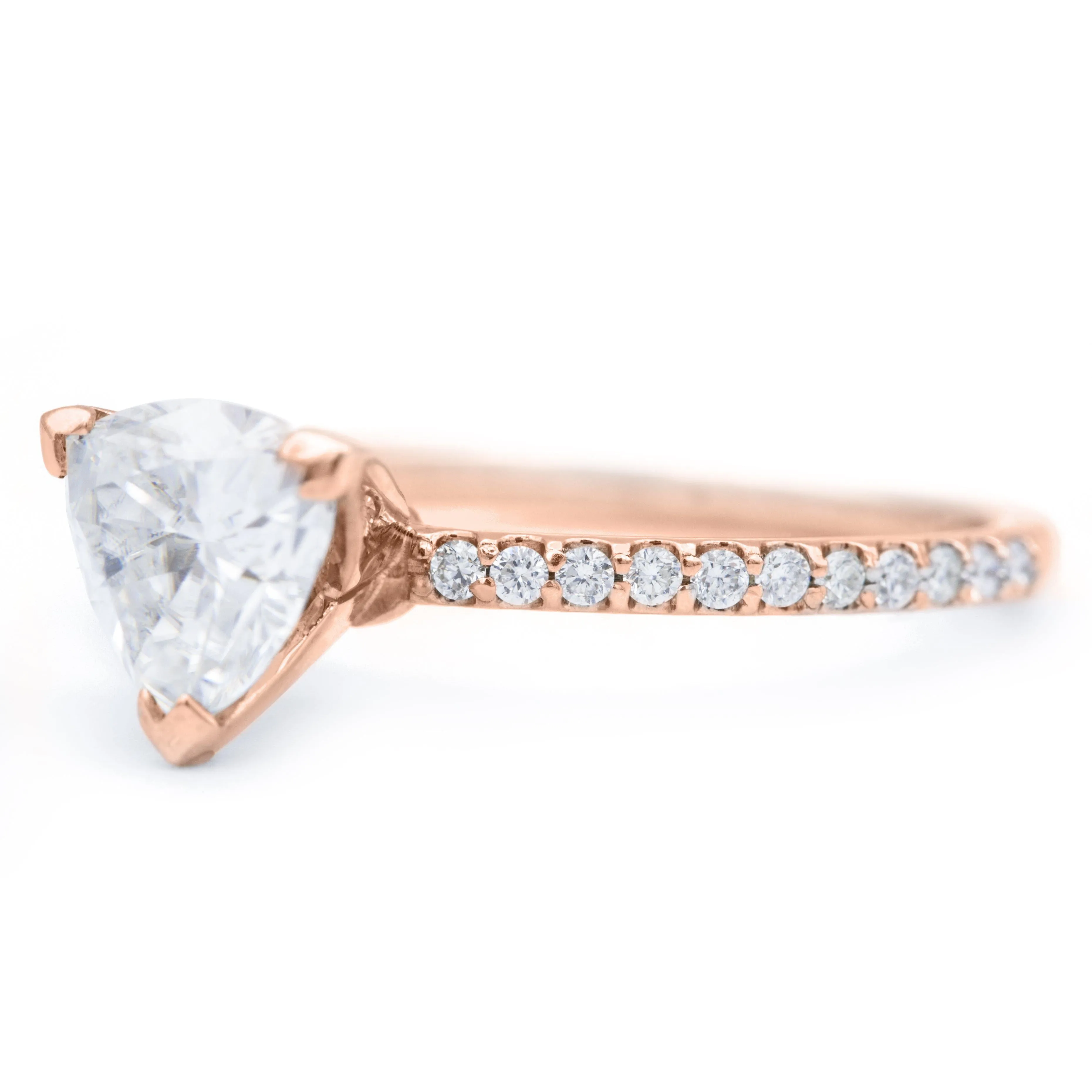 Trillion Moissanite 3 Prongs Diamond Accent Ice Solitaire Ring
