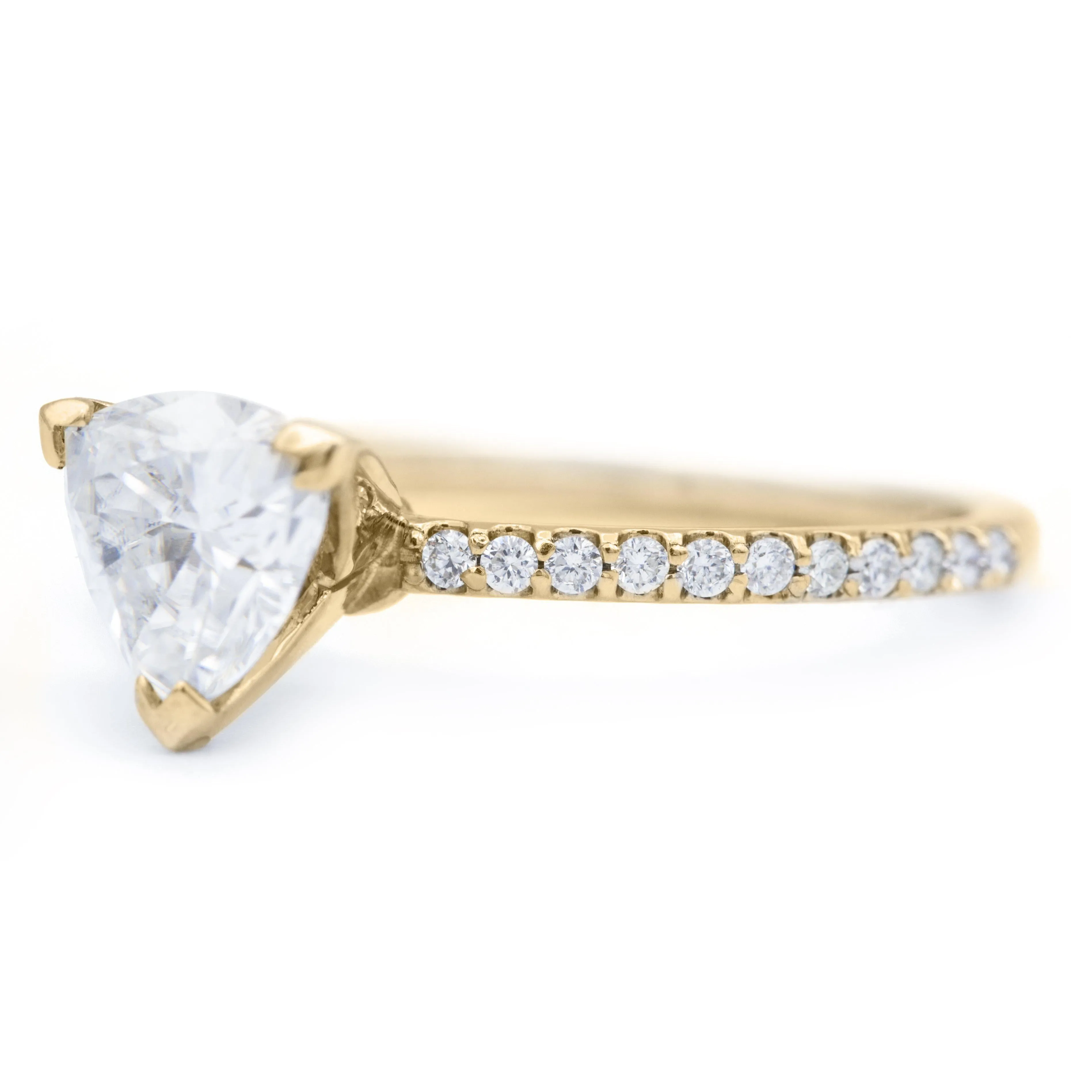 Trillion Moissanite 3 Prongs Diamond Accent Ice Solitaire Ring