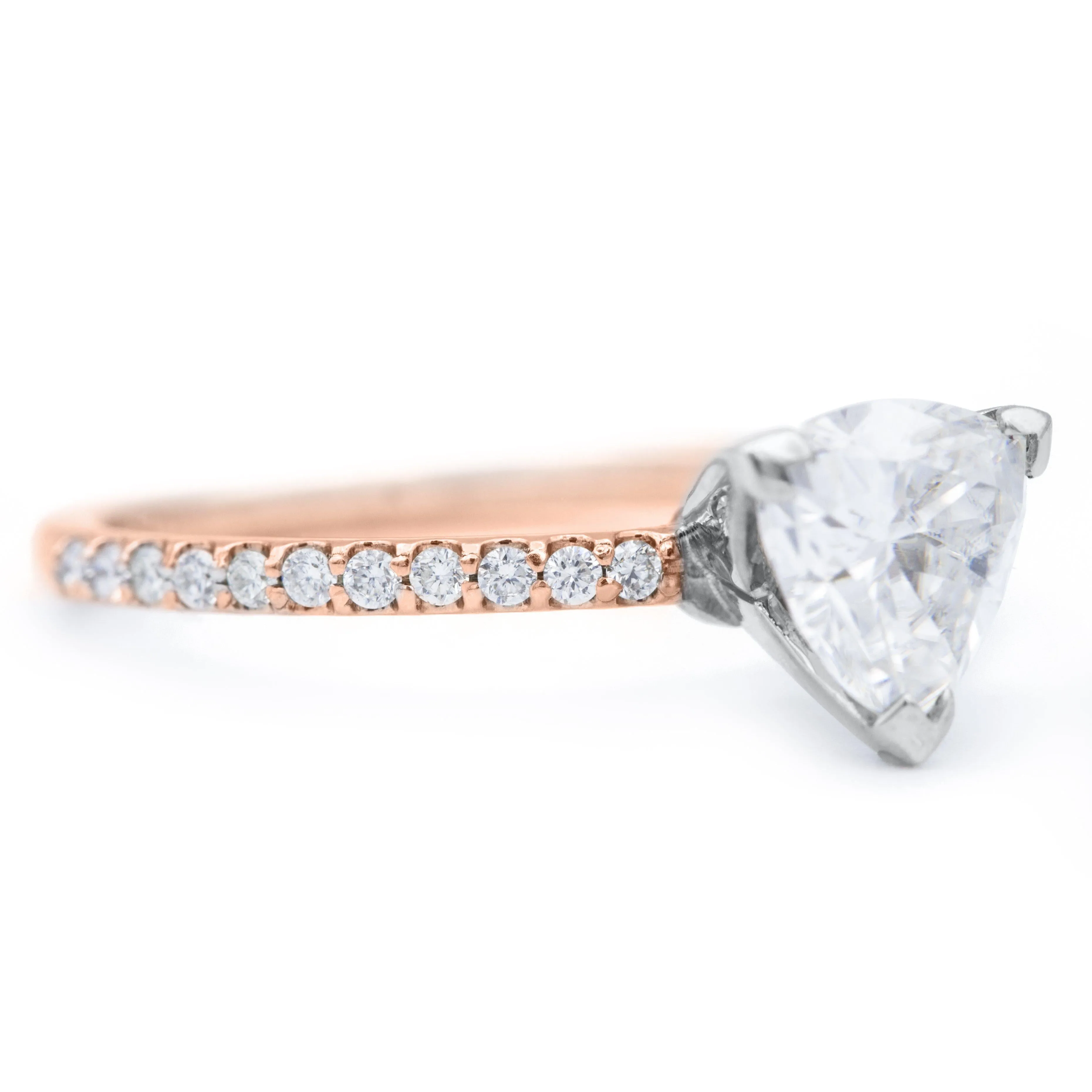 Trillion Moissanite 3 Prongs Diamond Accent Ice Solitaire Ring