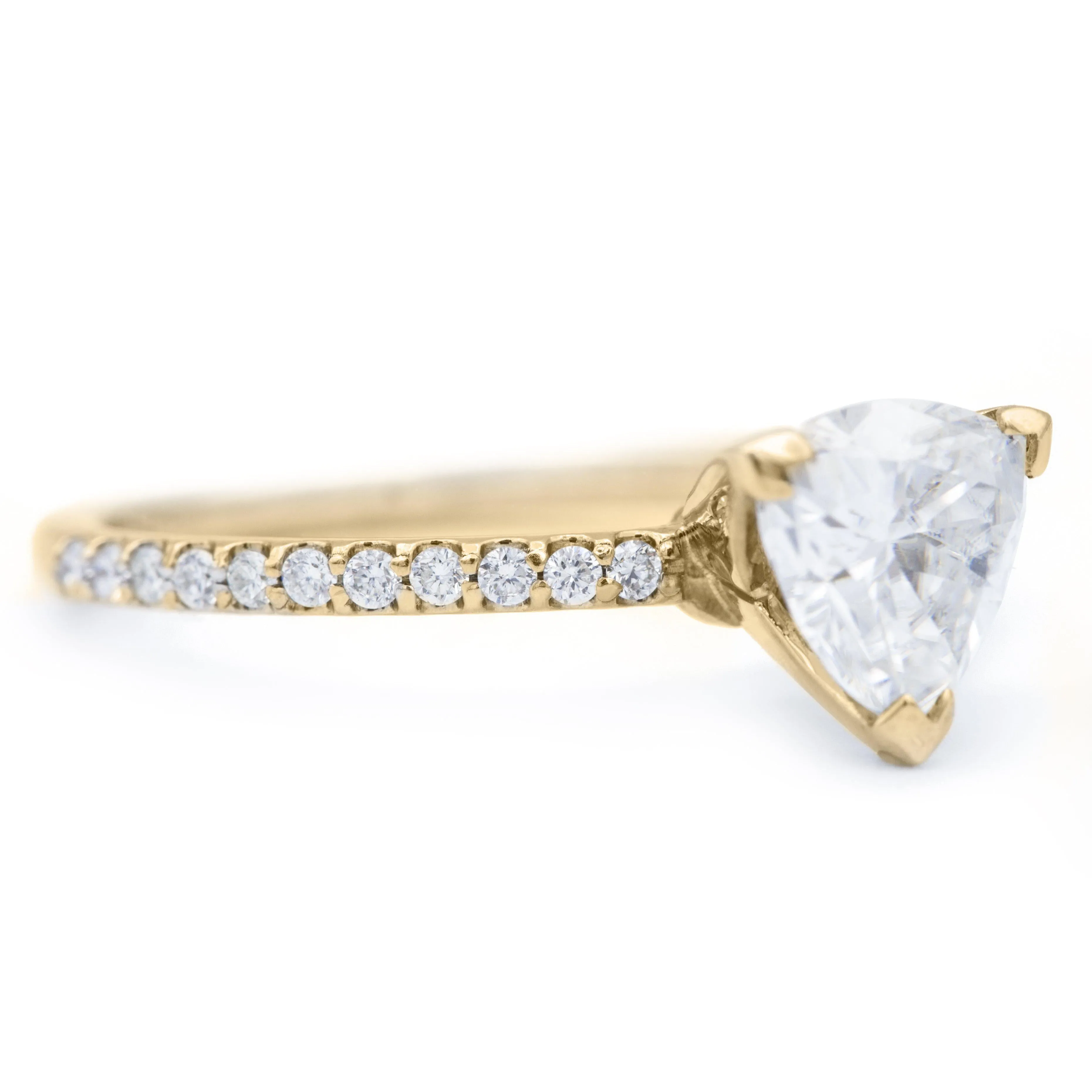 Trillion Moissanite 3 Prongs Diamond Accent Ice Solitaire Ring