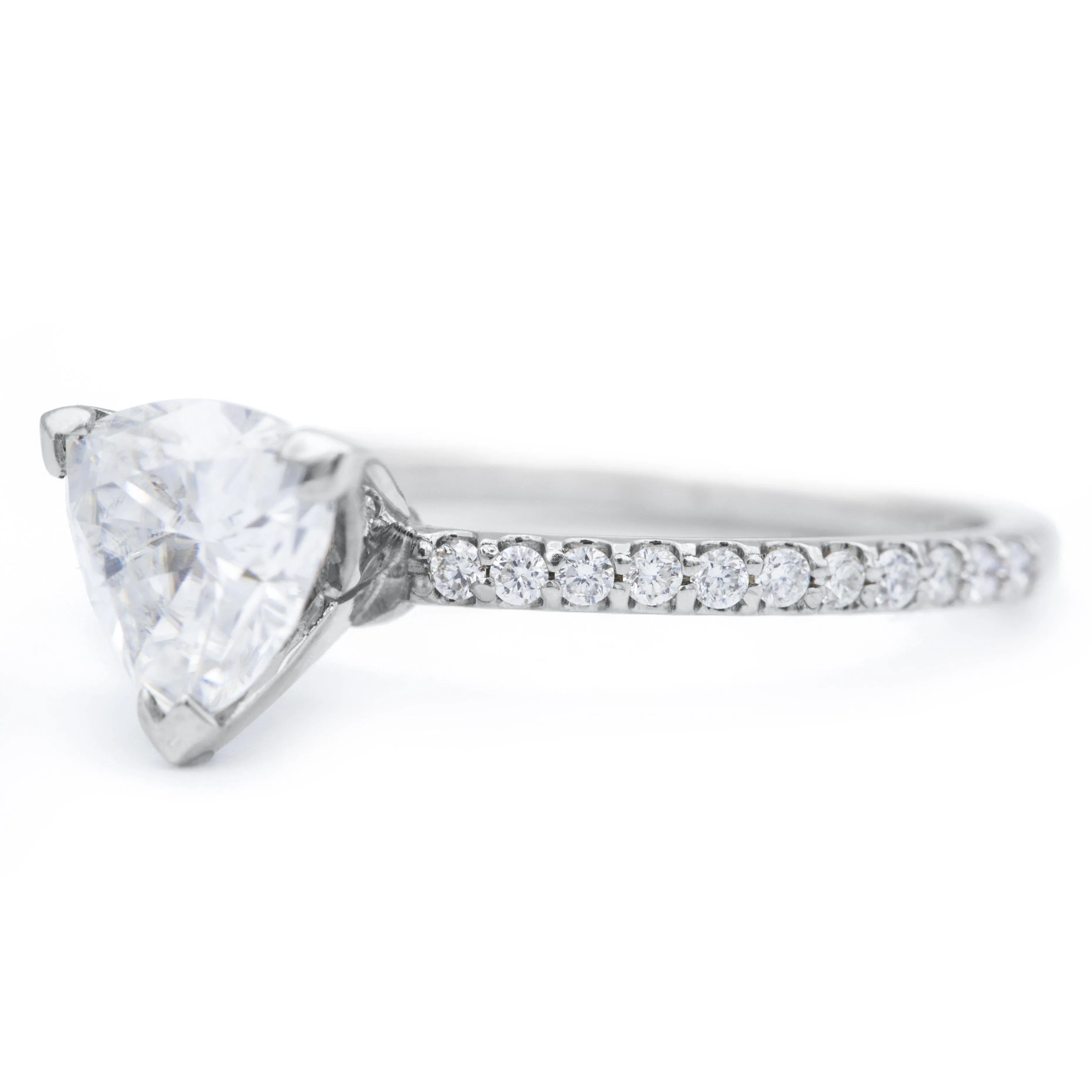 Trillion Moissanite 3 Prongs Diamond Accent Ice Solitaire Ring