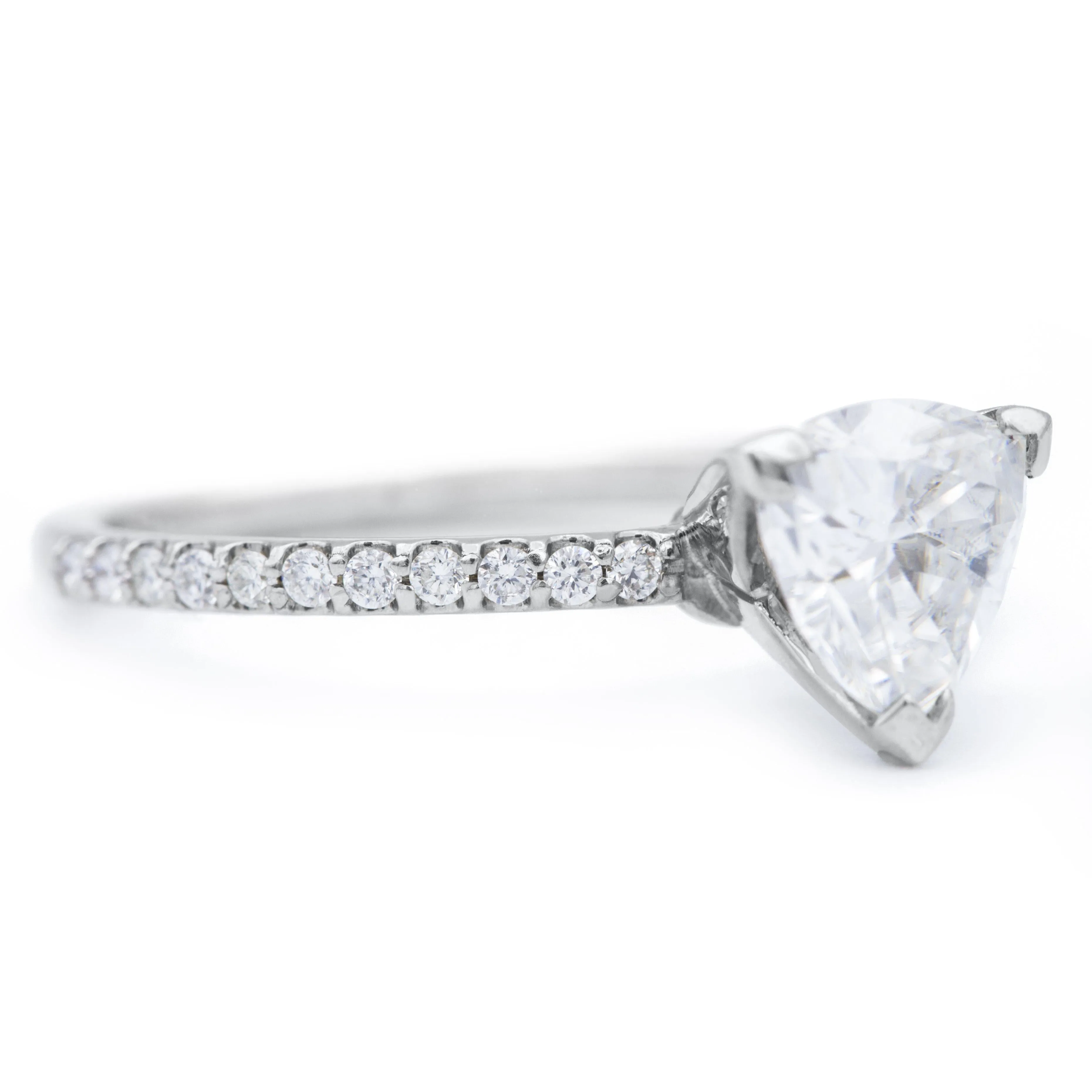 Trillion Moissanite 3 Prongs Diamond Accent Ice Solitaire Ring