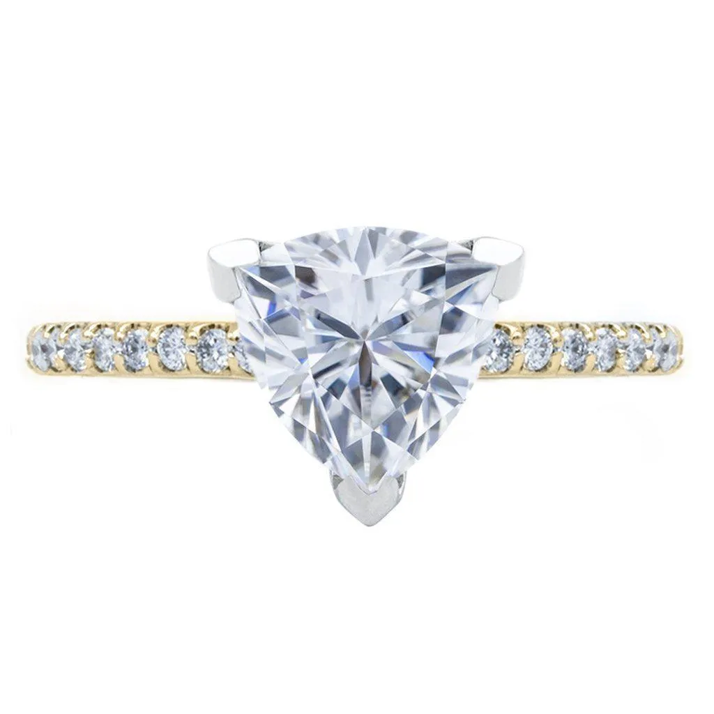 Trillion Moissanite 3 Prongs Diamond Accent Ice Solitaire Ring
