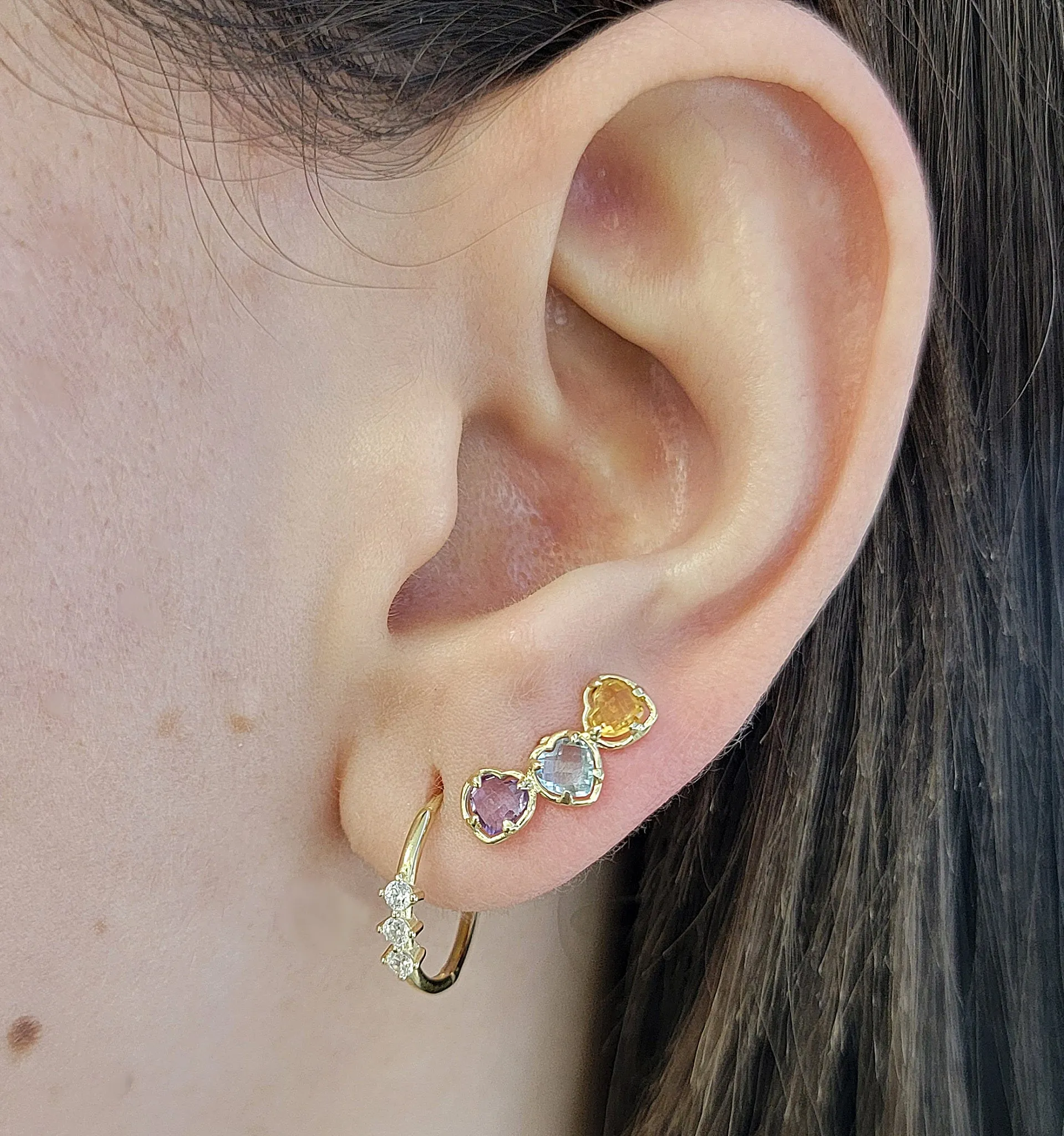 Trio Cubic Zirconia Huggie Hoop Earrings