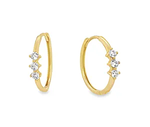 Trio Cubic Zirconia Huggie Hoop Earrings