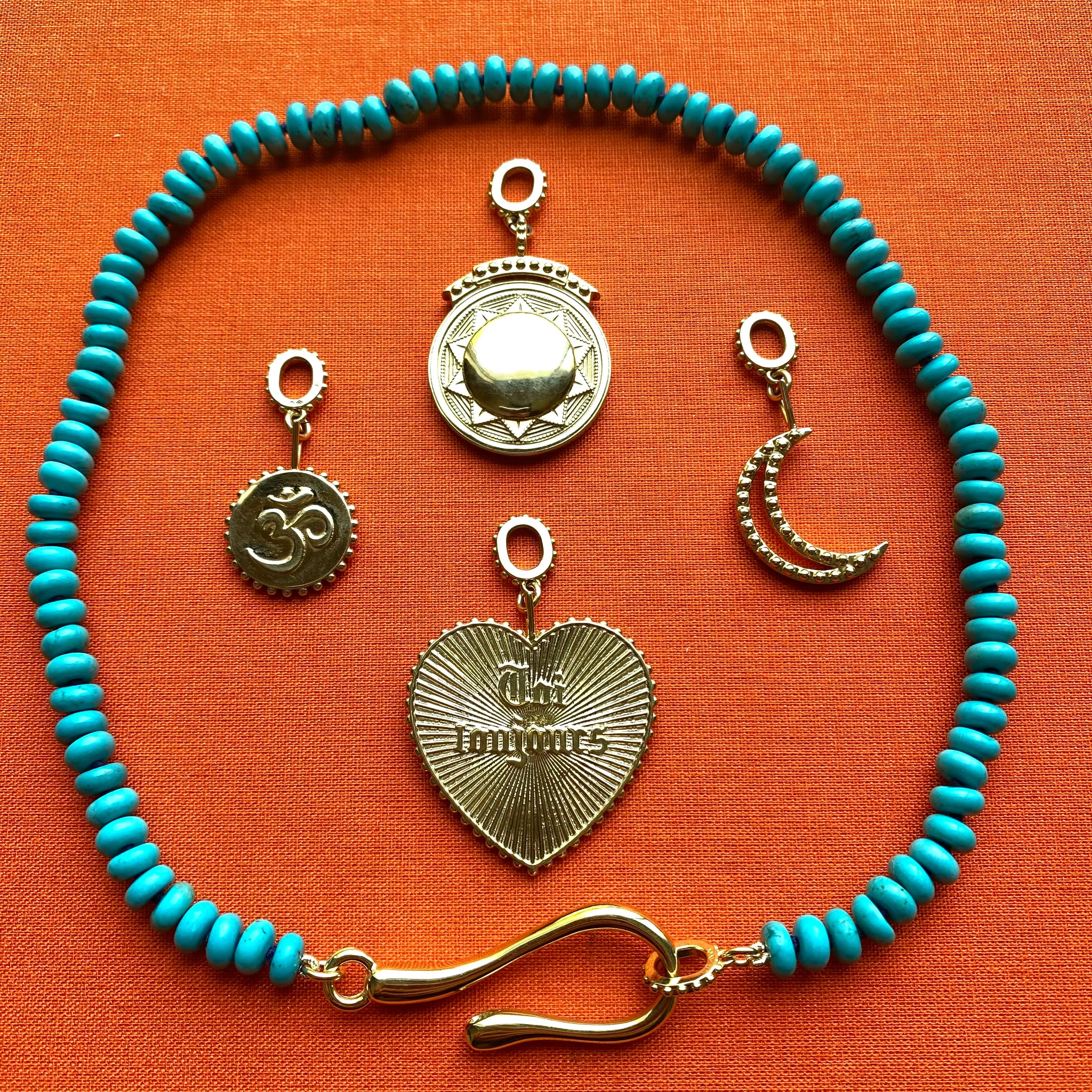 Turquoise Large Hook   Loop Necklace