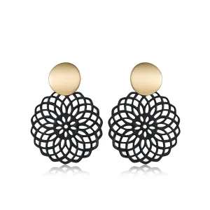 Two-Tone Filigree Circle Drop Earrings