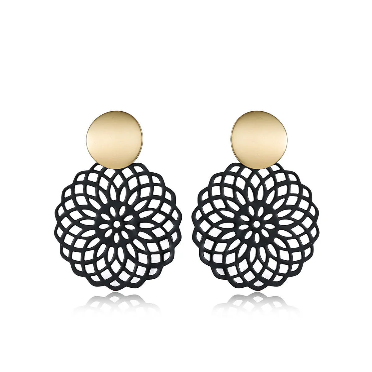Two-Tone Filigree Circle Drop Earrings