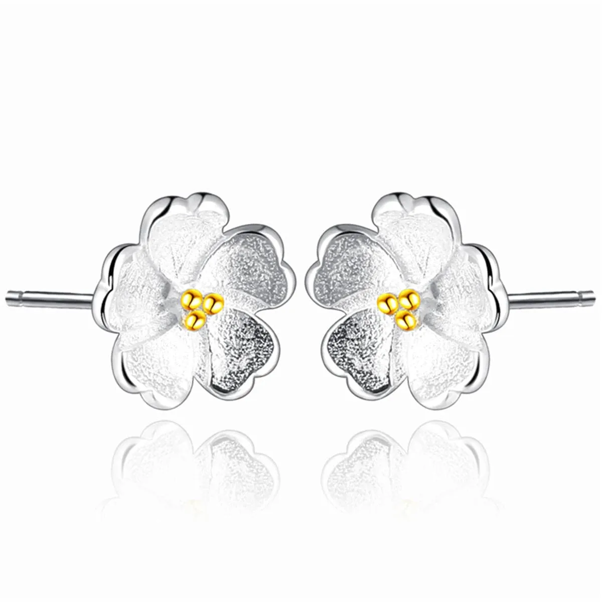 Two-Tone Sakura Floral Stud Earrings