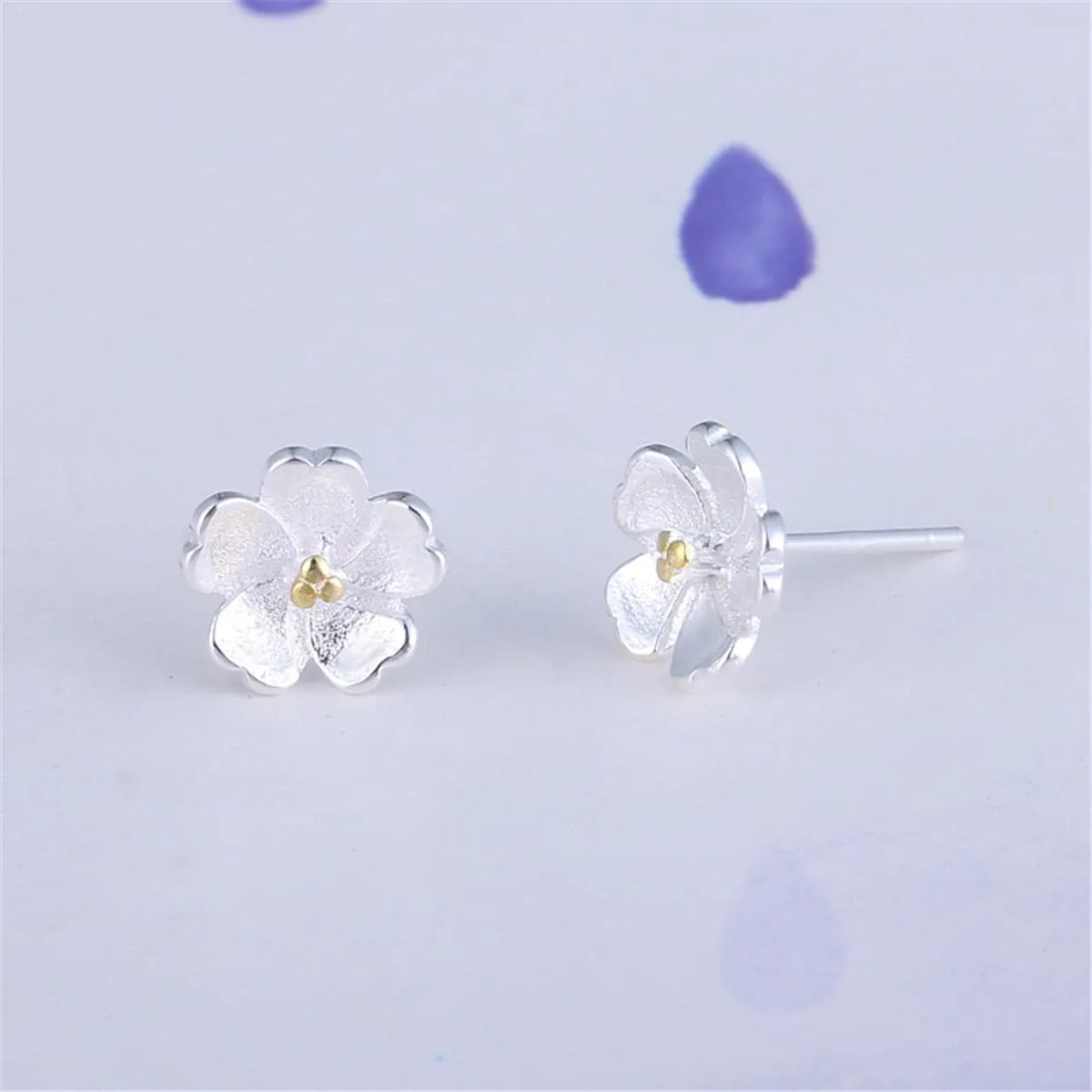 Two-Tone Sakura Floral Stud Earrings