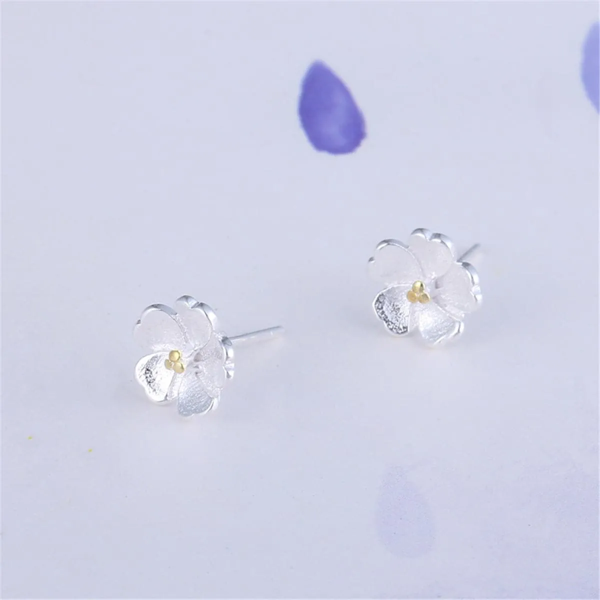 Two-Tone Sakura Floral Stud Earrings