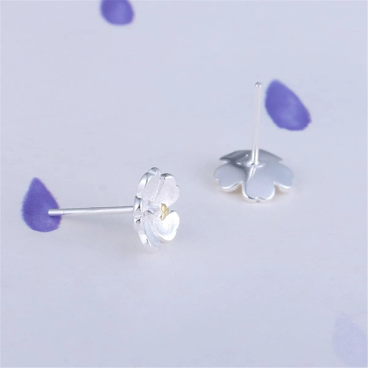 Two-Tone Sakura Floral Stud Earrings