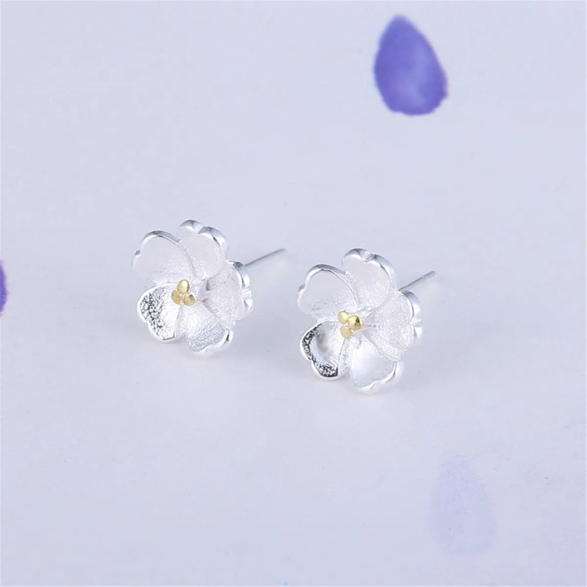 Two-Tone Sakura Floral Stud Earrings