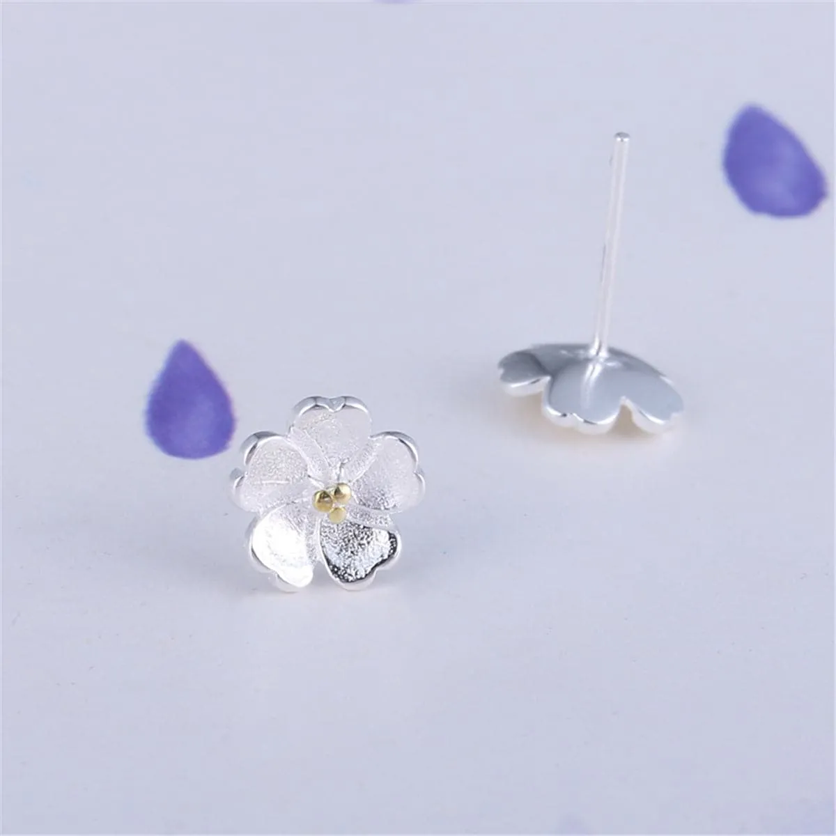 Two-Tone Sakura Floral Stud Earrings