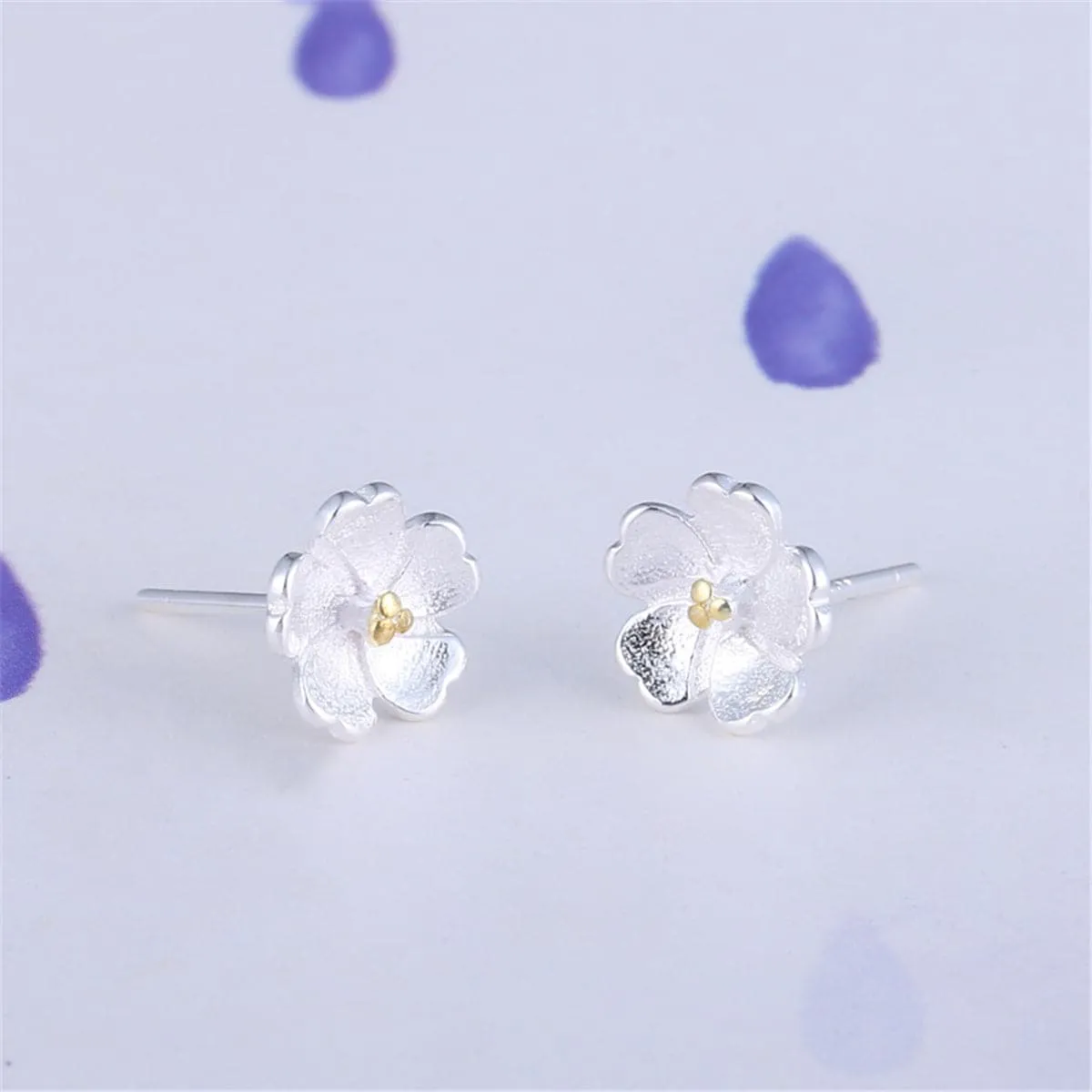 Two-Tone Sakura Floral Stud Earrings