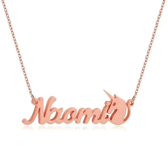 Unicorn Babe Custom Cursive Necklace