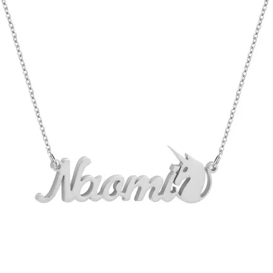 Unicorn Babe Custom Cursive Necklace