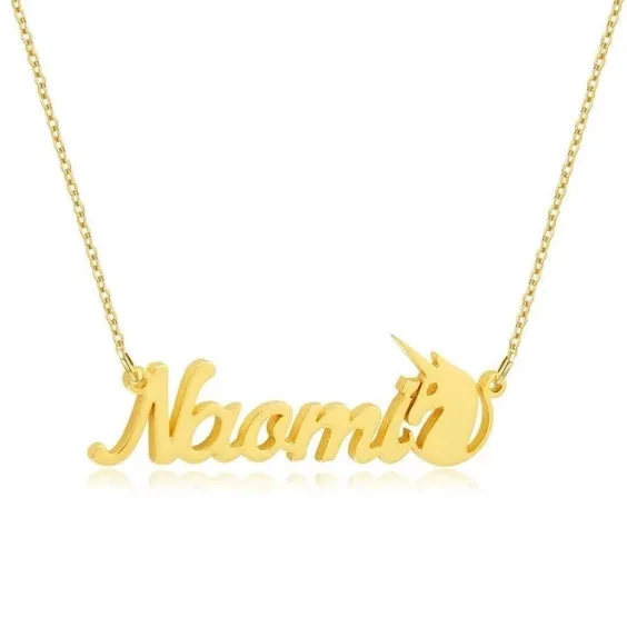 Unicorn Babe Custom Cursive Necklace