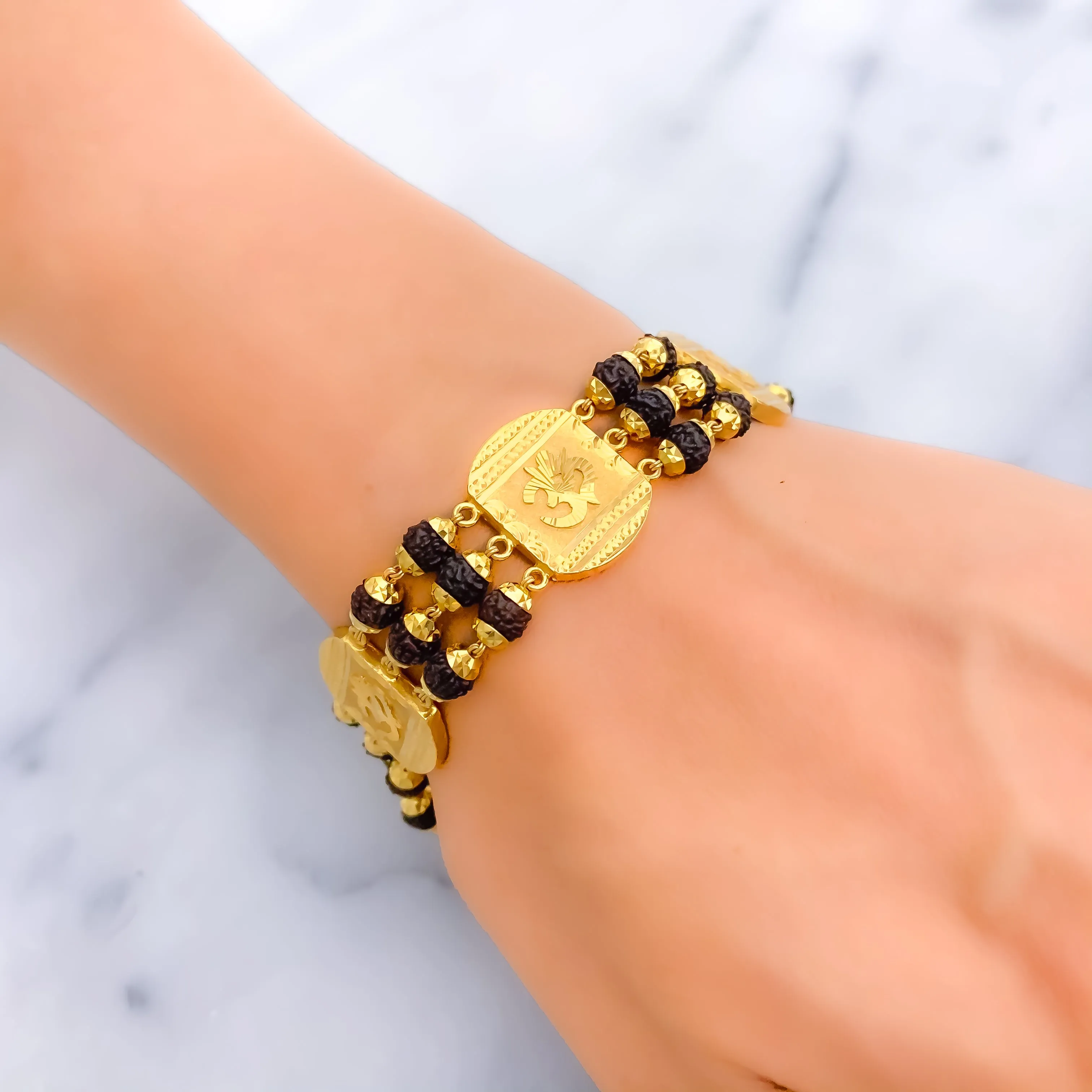 Unique Bold 22k Gold OM Rudraksh Bracelet