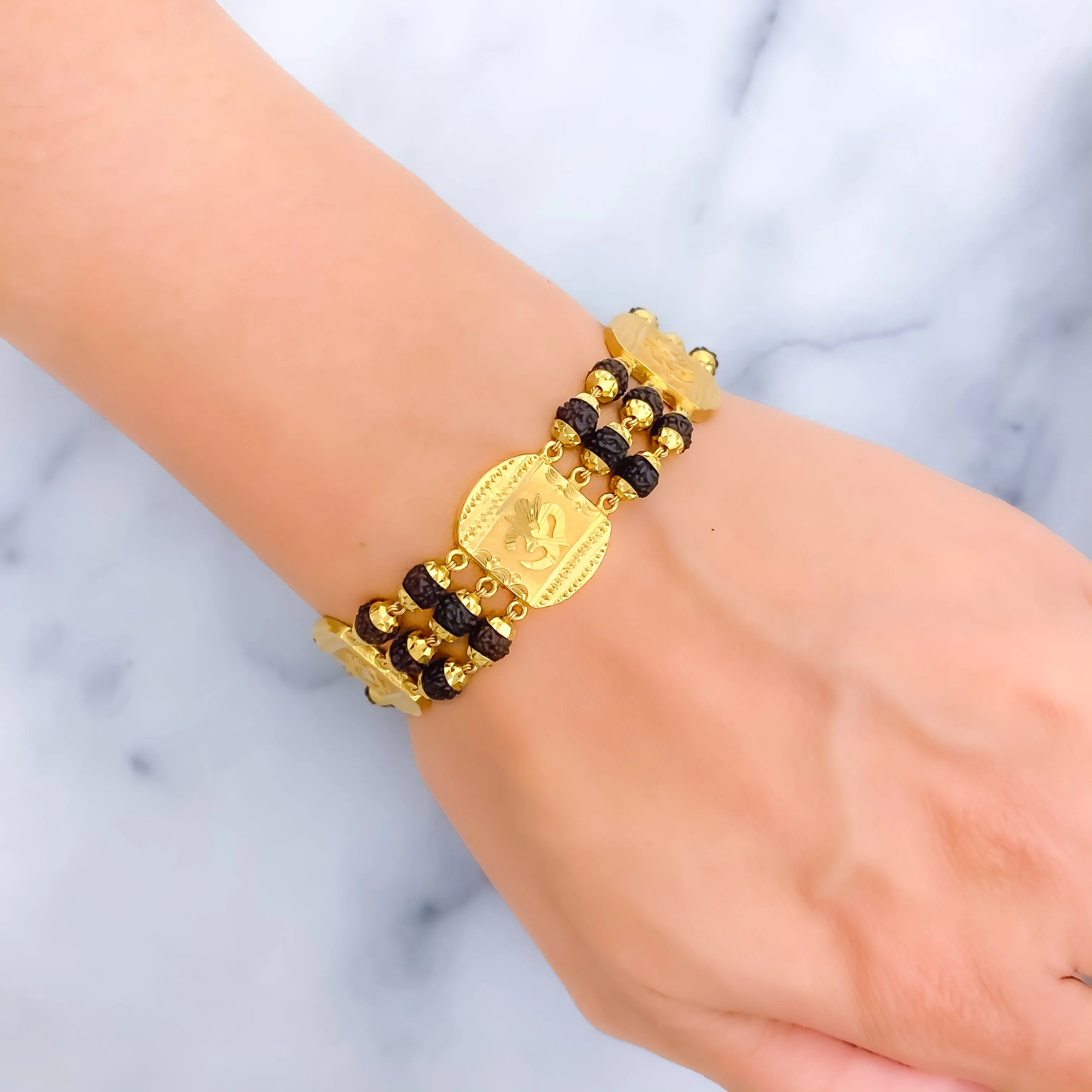 Unique Bold 22k Gold OM Rudraksh Bracelet