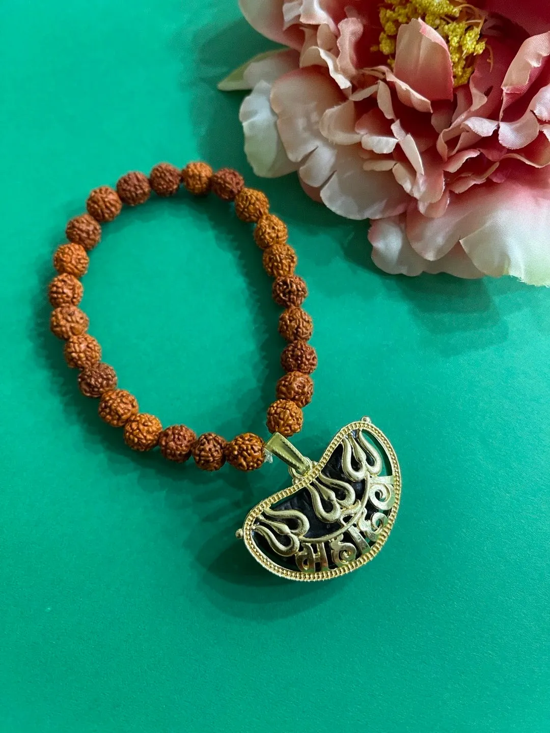 Unique Bracelet With Gold Plated MAHAKAL Pendant Rudraksha Bracelet
