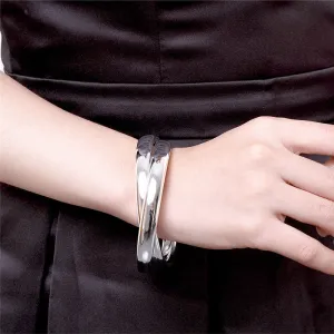 Unisex Dual Ring Silver Bracelet - Edgy and Elegant