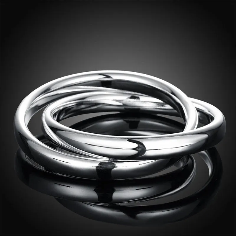 Unisex Dual Ring Silver Bracelet - Edgy and Elegant