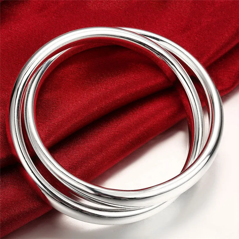 Unisex Dual Ring Silver Bracelet - Edgy and Elegant