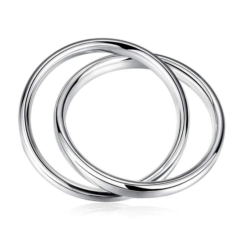Unisex Dual Ring Silver Bracelet - Edgy and Elegant