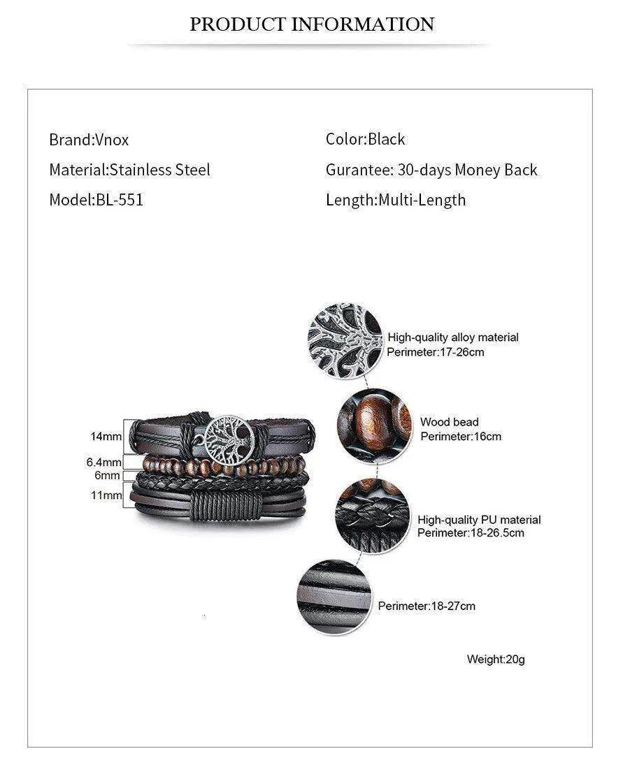 VacationGrabs Men's Vintage Style Bracelets Set