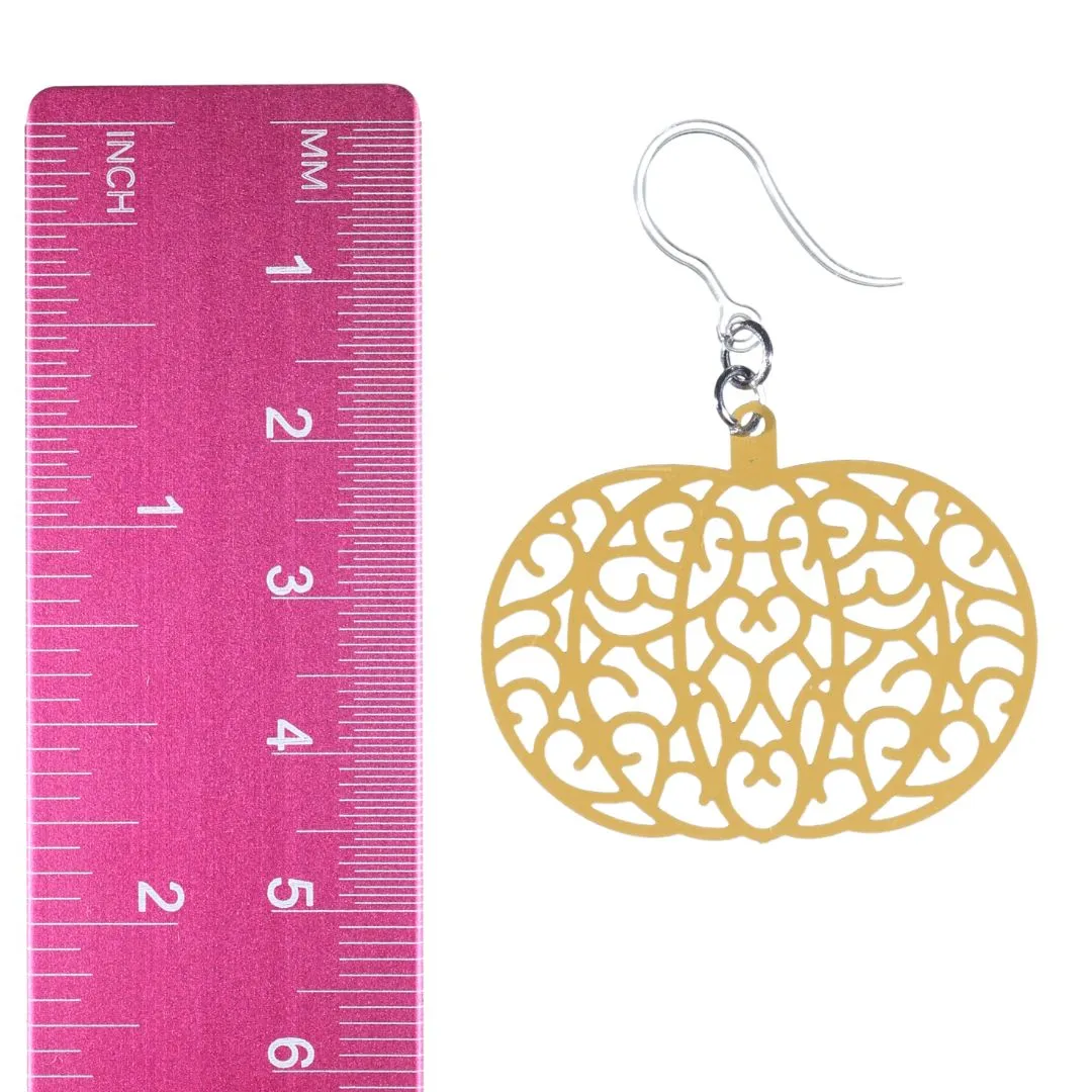 Veiny Pumpkin Dangles Hypoallergenic Earrings for Sensitive Ears Made with Plastic Hooks