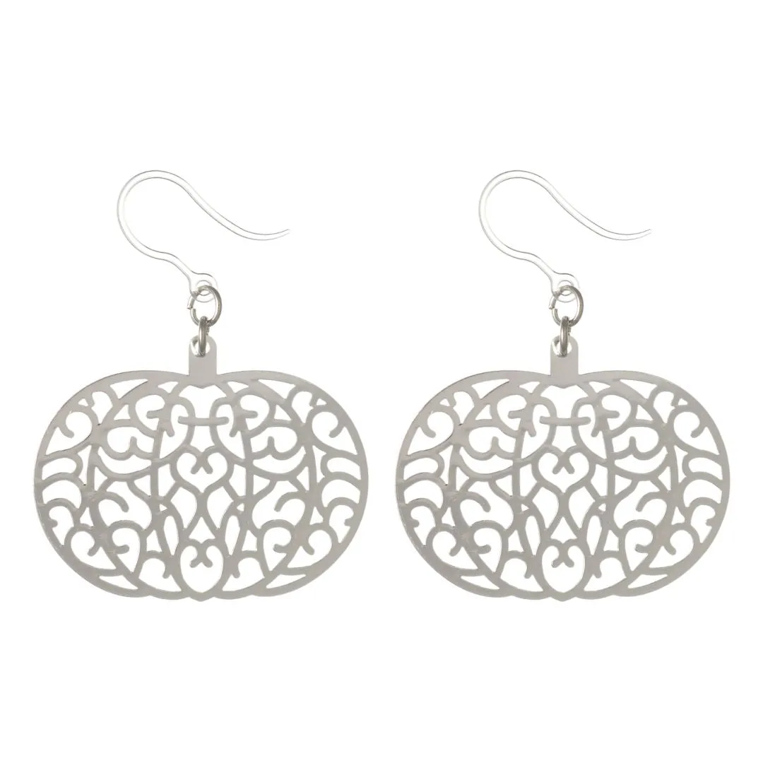 Veiny Pumpkin Dangles Hypoallergenic Earrings for Sensitive Ears Made with Plastic Hooks