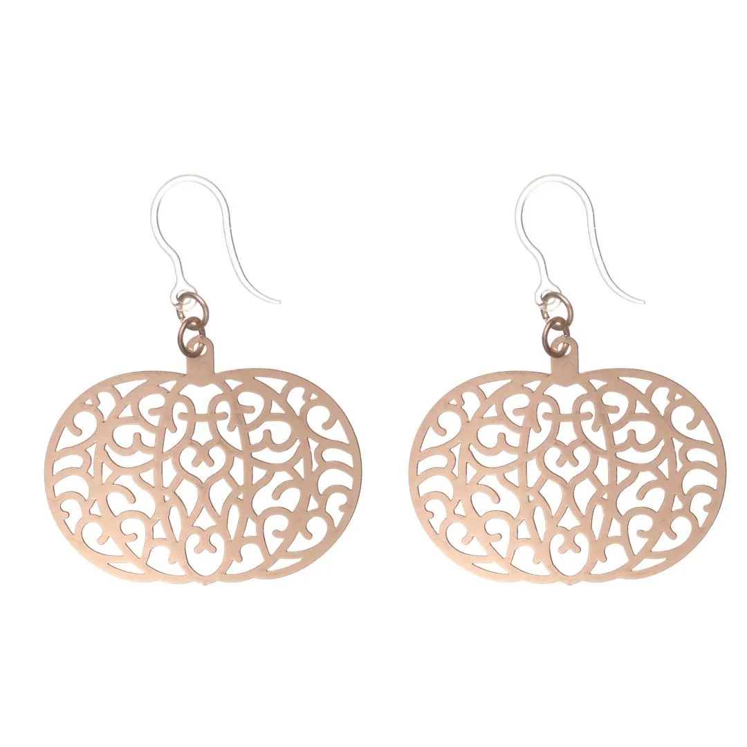 Veiny Pumpkin Dangles Hypoallergenic Earrings for Sensitive Ears Made with Plastic Hooks