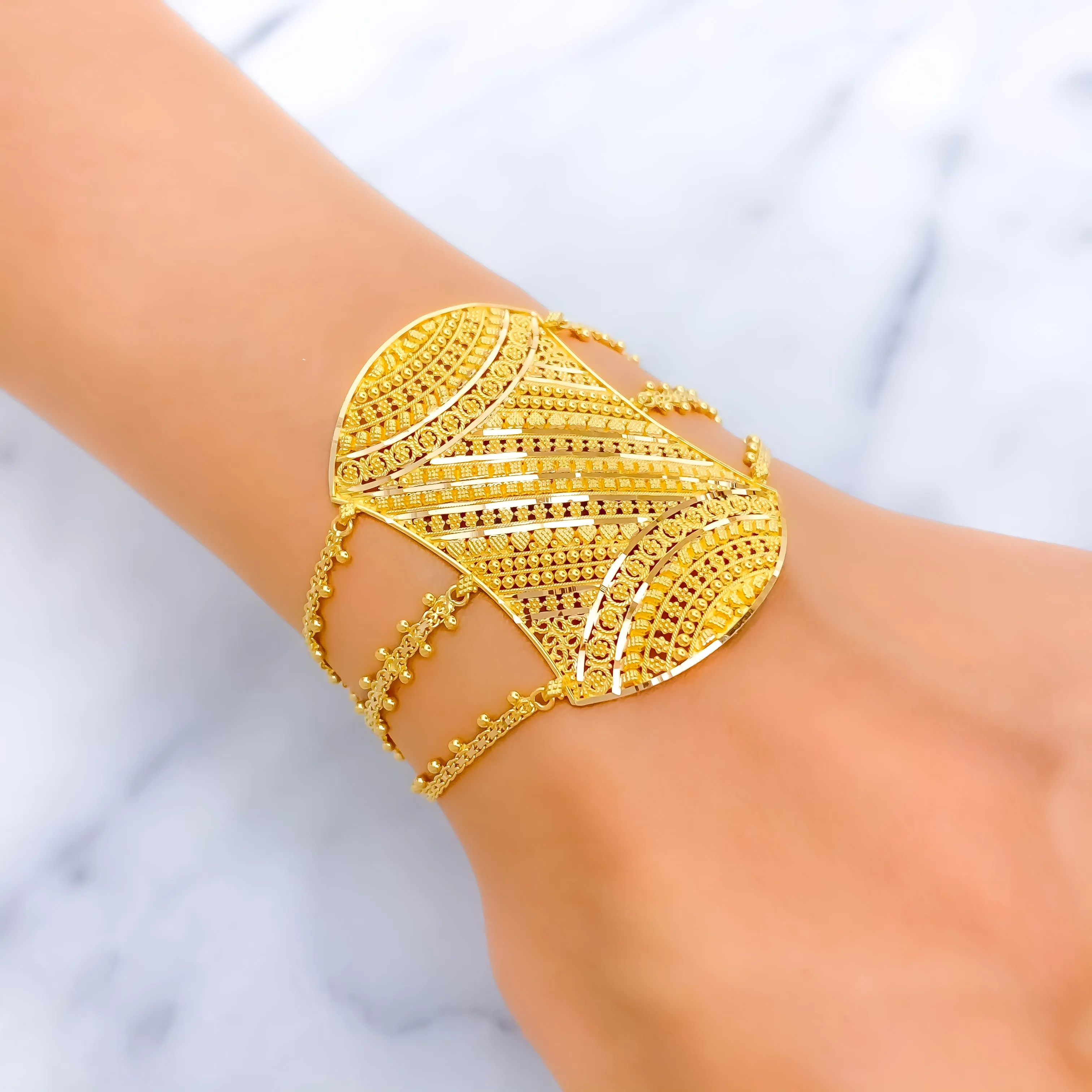 Versatile Upscale 22k Gold Statement Bracelet