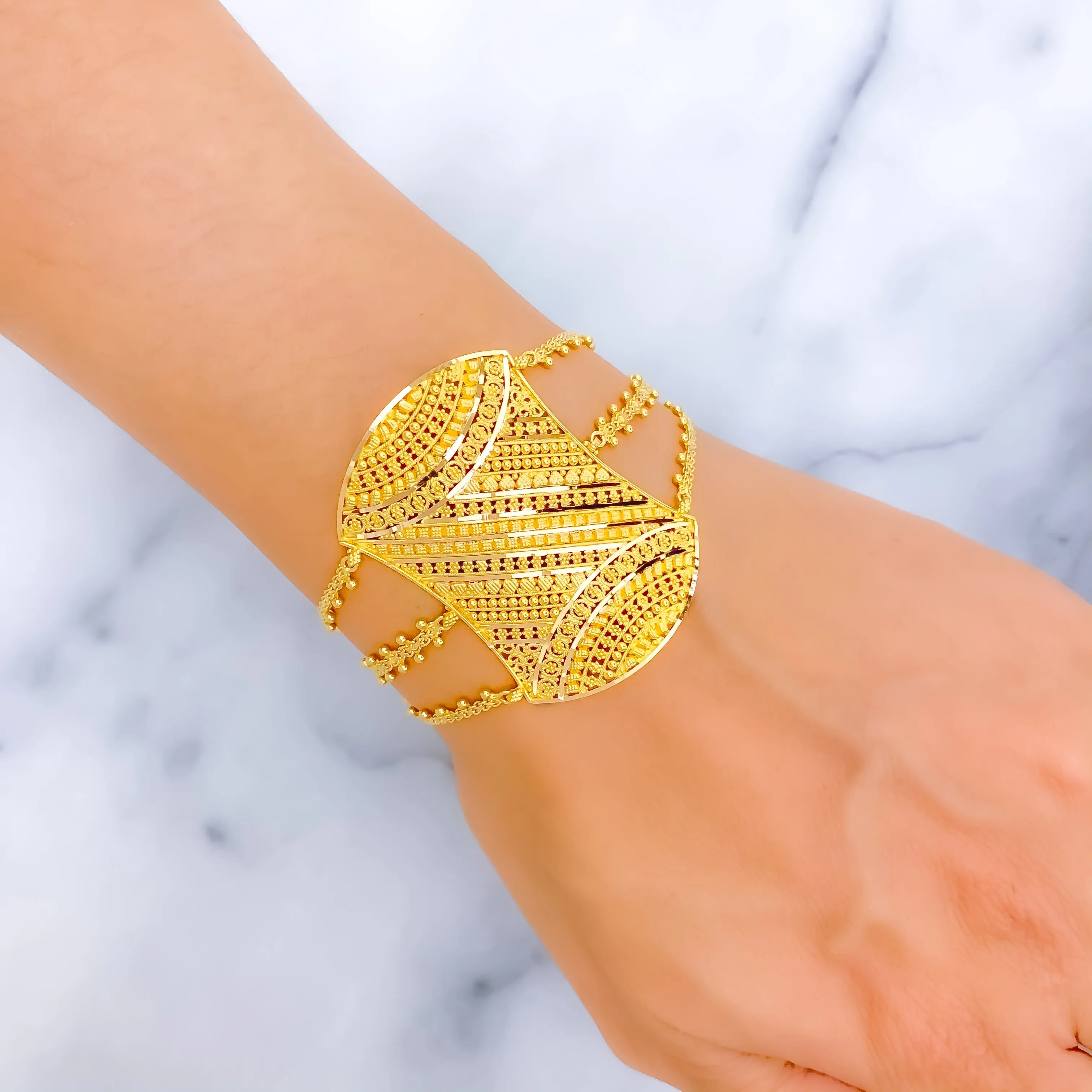 Versatile Upscale 22k Gold Statement Bracelet