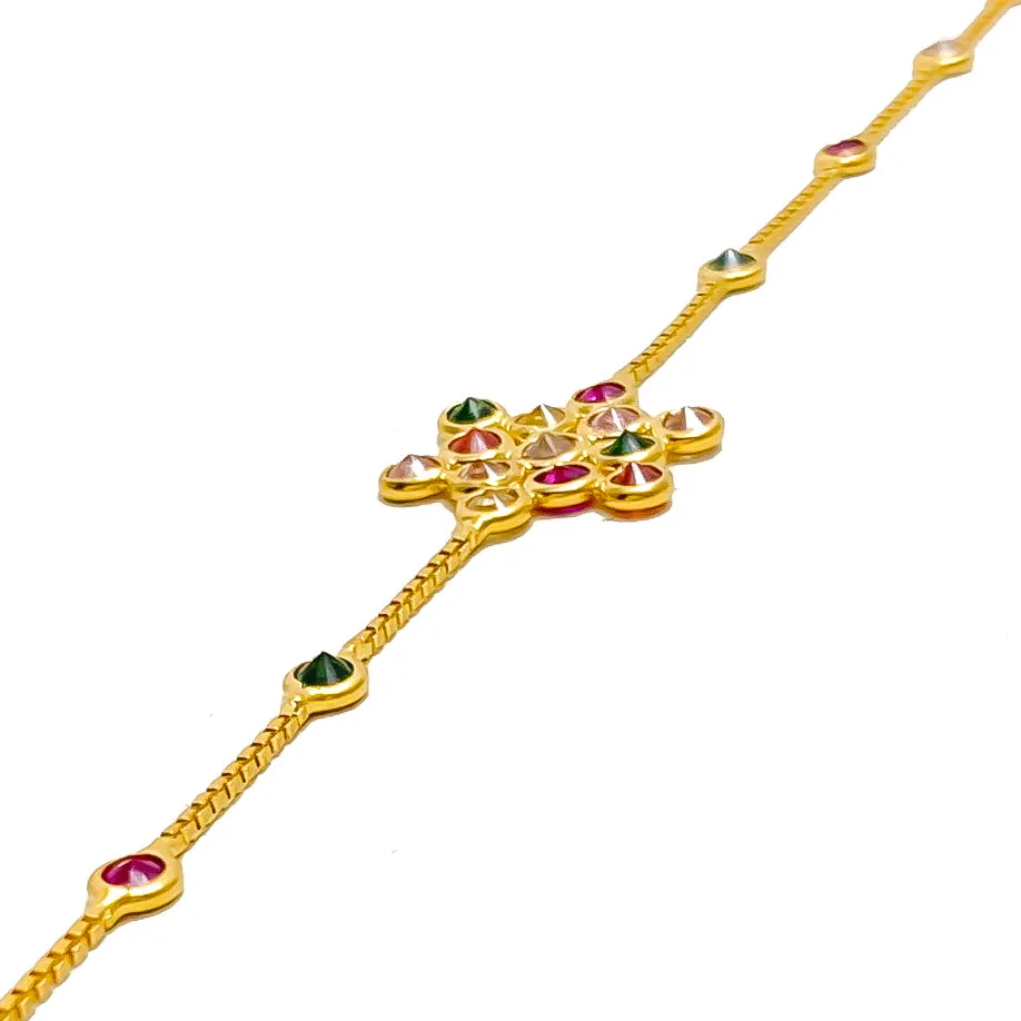 Vibrant Charming 22k Gold CZ Bracelet